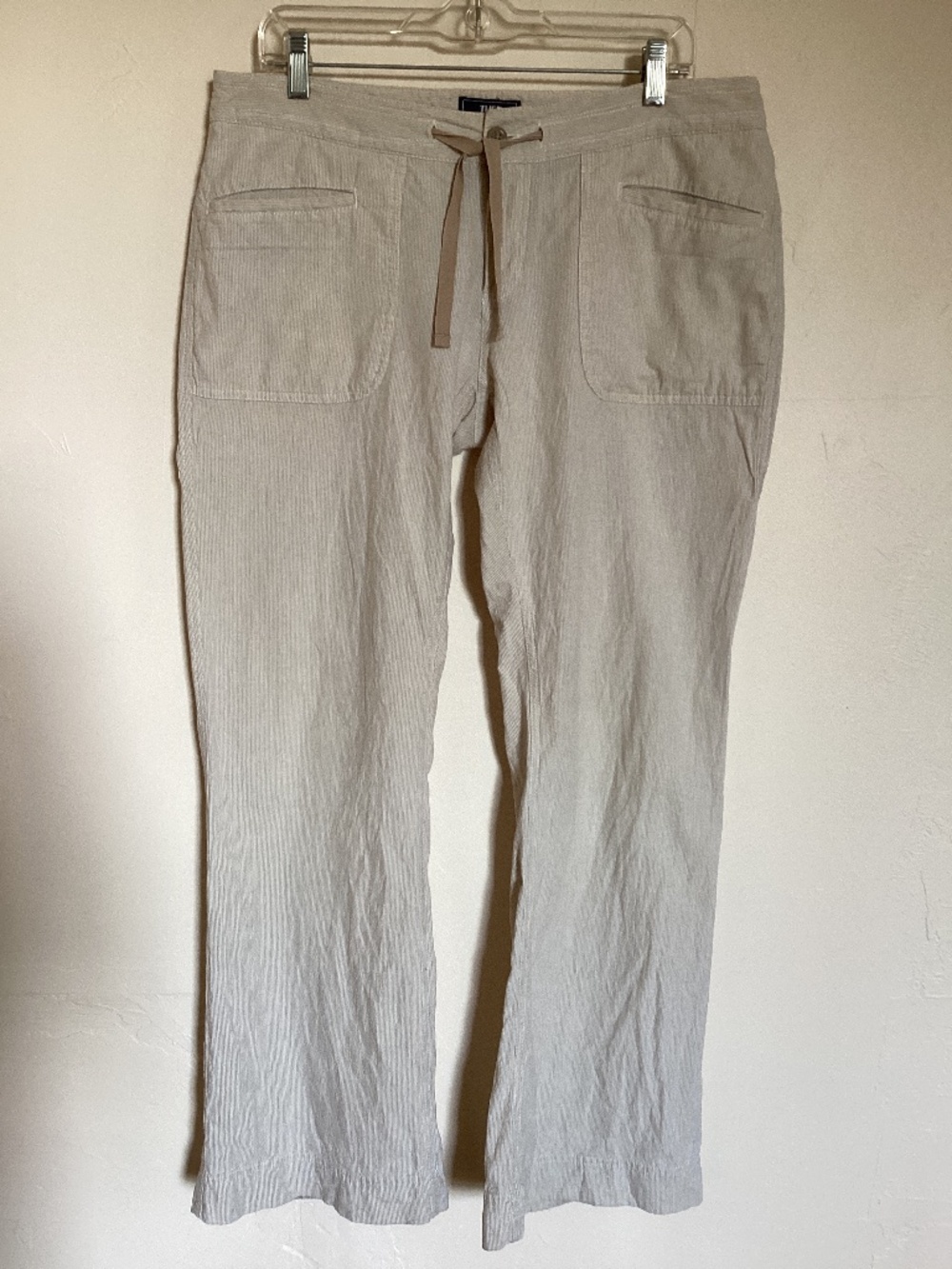 North Face 12 Pants Linen Cotton Blend Larison Tan Cream Stripe wide leg pants